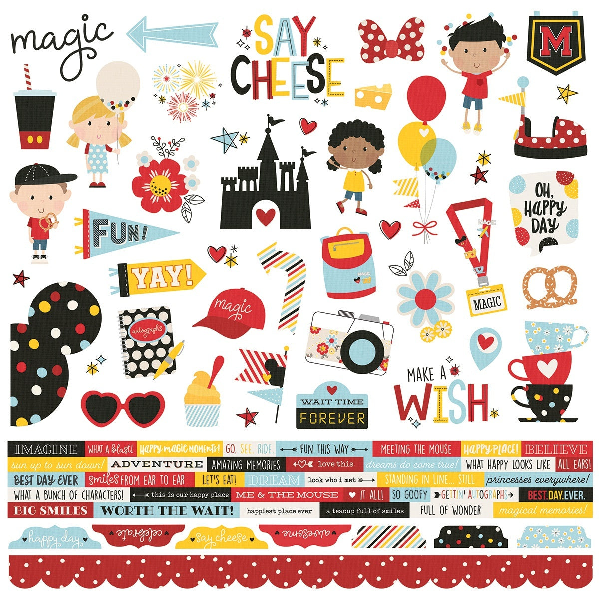 Simple Stories Say Cheese 4 Cardstock Stickers 12"X12" - Combo