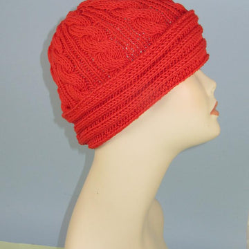 Rib Cuff Cable Beanie Hat