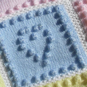 Heart Squares 1-piece Baby Blanket (Plain or Intarsia)