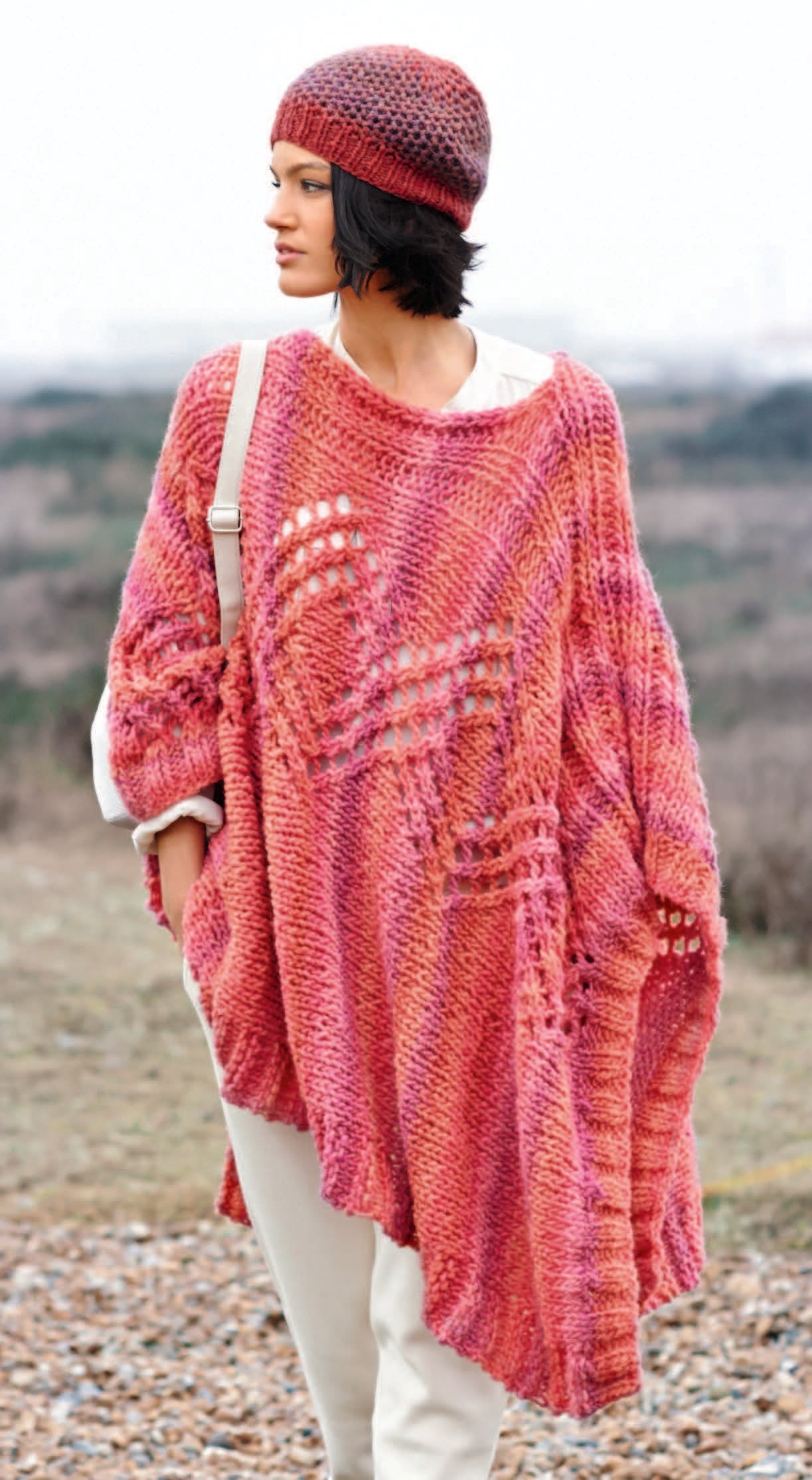 Poncho, Coat and Hat in Rico Creative Melange Big Super Chunky - 640 - Leaflet
