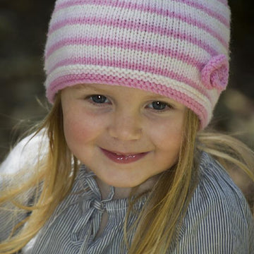 Kezia Hat - Stripe Flower Hat Pattern by Little Cupcakes - Lc08