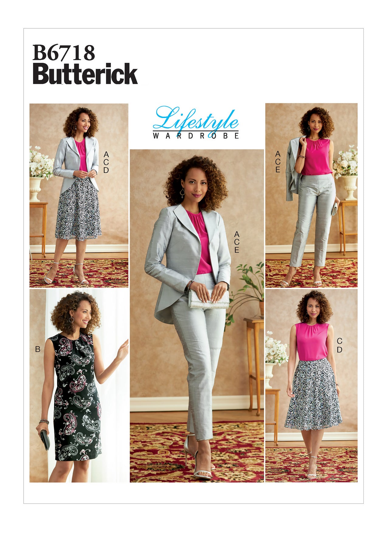 Butterick Misses' Jacket, Dress, Top, Skirt, & Pants B6718 - Sewing Pattern