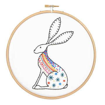 Hawthorn Handmade Hare Contemporary Printed Embroidery Kit - 15 x 9cm