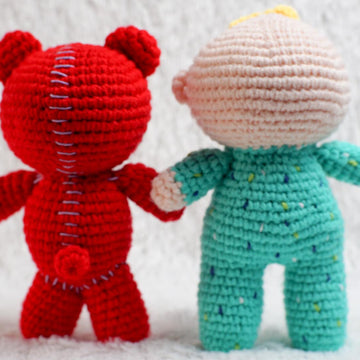 Cocomelon baby jj and red teddy amigurumi crochet doll pattern