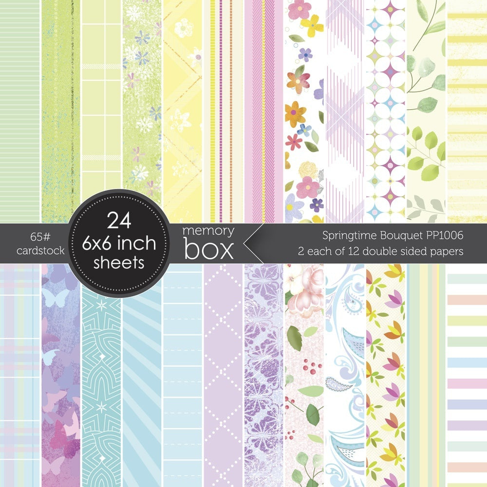 Memory Box Paper Pad 6"X6" 24/Pkg - Springtime Bouquet