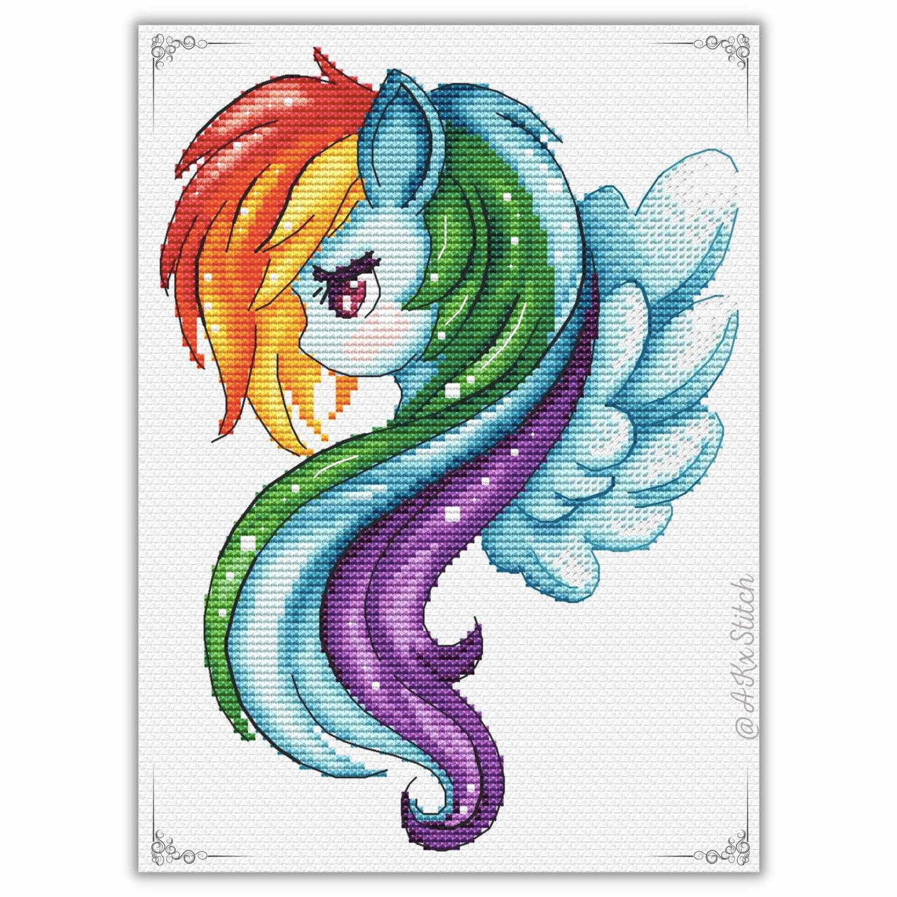 Rainbow Pony Cross Stitch PDF Pattern