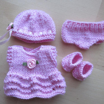 5" Berenguer Doll Fan and Feather Dress Set