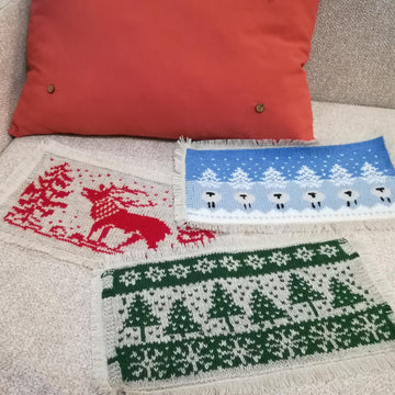 Knitting pattern Interchangeable pillow panels to decorate your home for Christmas.