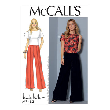 McCall's Misses' Short Sleeve Top and Pleated, Wide-Leg Pants M7483 - Sewing Pattern