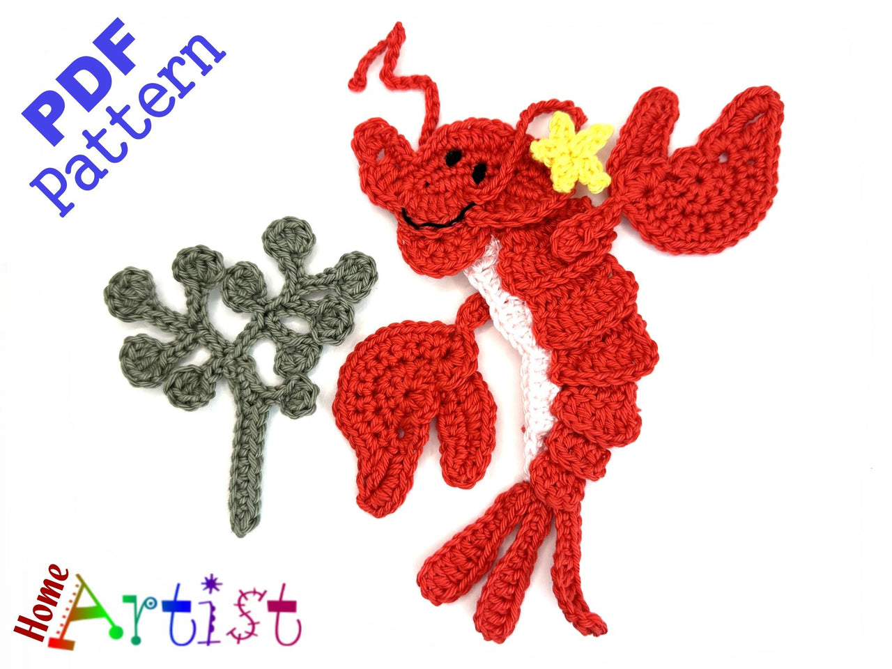 Lobster crochet applique pattern