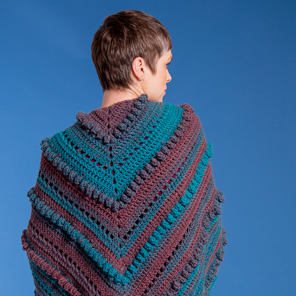 Texture & Tassels Shawl - Free Crochet Pattern for Women in Paintbox Yarns Ombré Aran Wool Touch