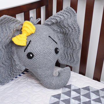 Josefina and Jeffery Knit Elephant Pillow