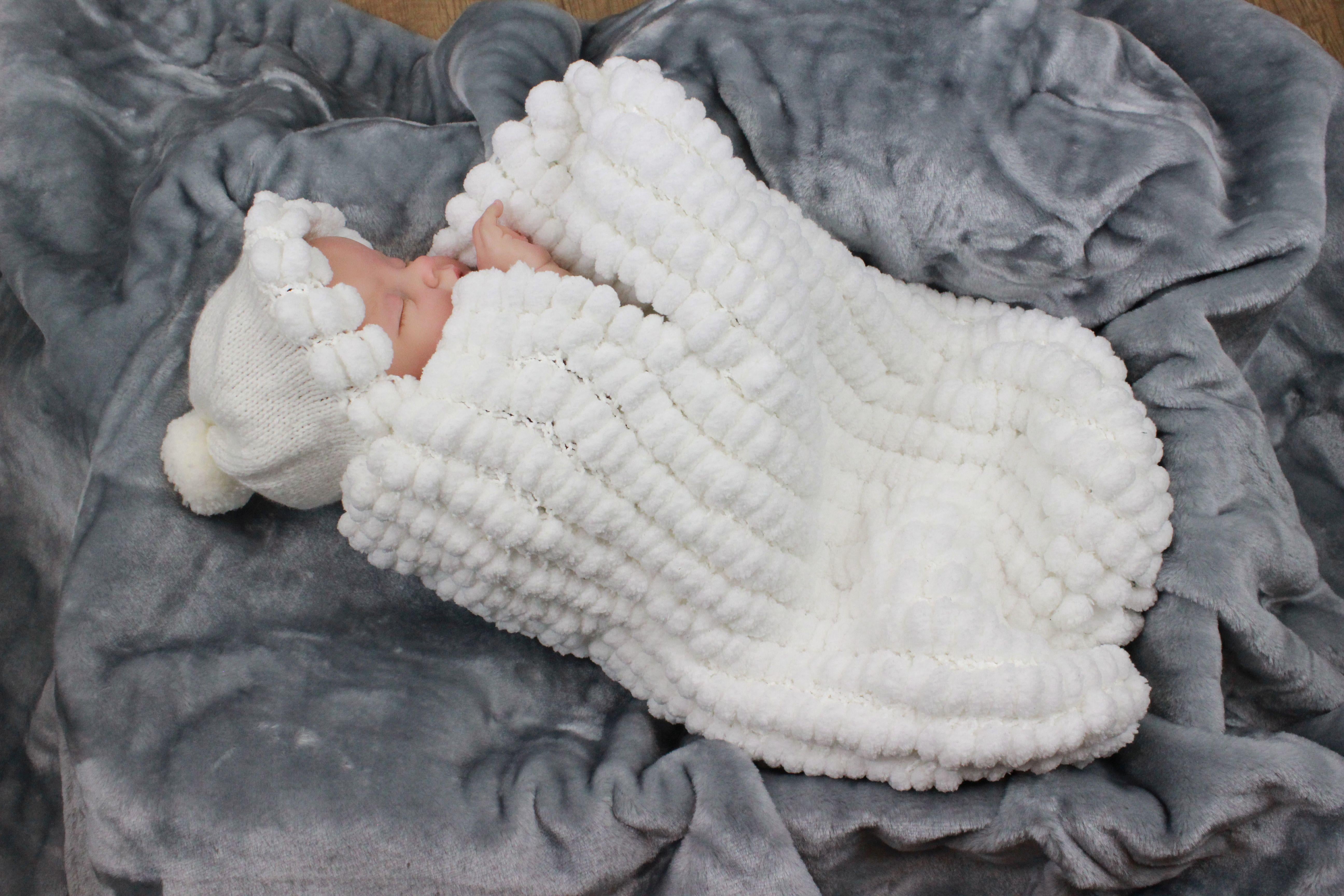 Knitting Pattern baby pompom cocoon  #203