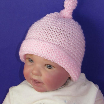 Baby Simple Garter StitchTopknot Beanie Hat