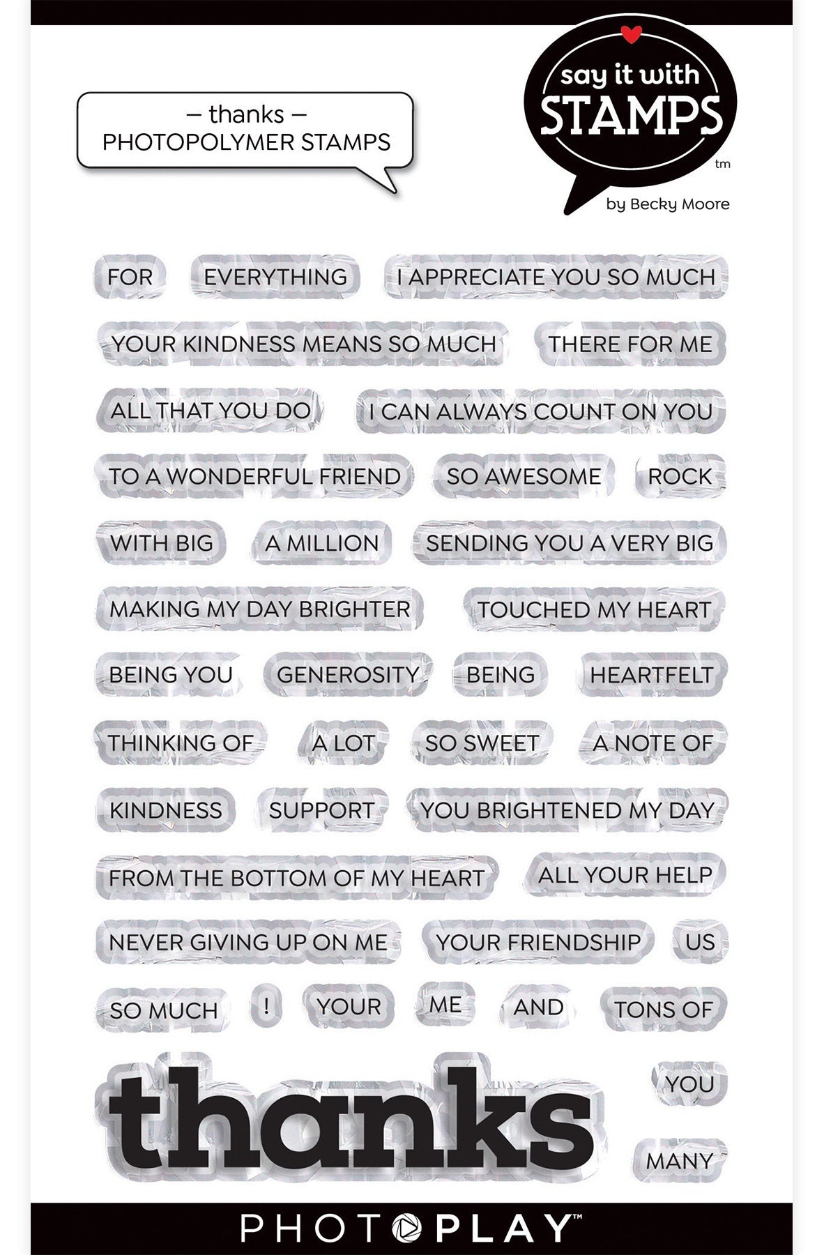Photoplay Paper PhotoPlay Say It With Stamps Photopolymer Stamps - Thanks