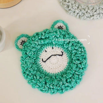 Frog Coaster,Crochet Coasters,Crochet Frog,Crochet Animals,Crochet Patterns for Beginners