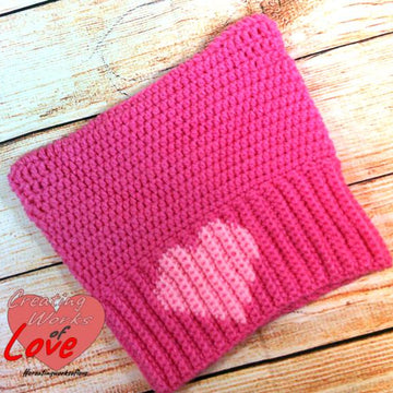Messy Bun Cat Hat with Heart