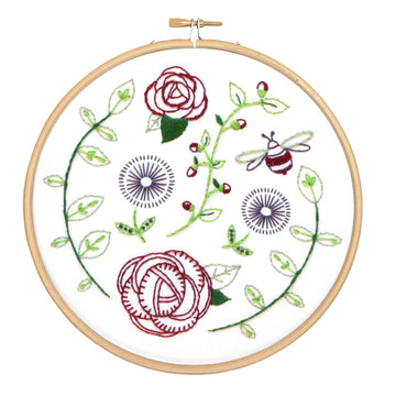Hawthorn Handmade Rose Garden Contemporary Printed Embroidery Kit - 16cm