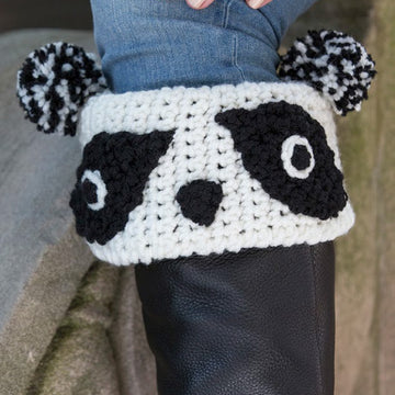 Panda Boot Cuffs in Red Heart With Love Solids - LW4893 - Downloadable PDF