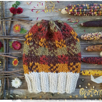 Indian Corn plaid chunky hat