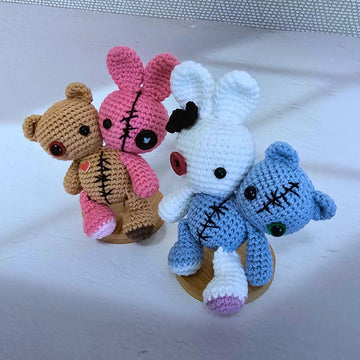 Two headed Halloween bunny and bear