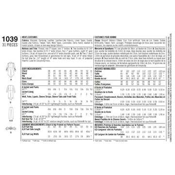 Simplicity Men's Cosplay Costumes 1039 - Sewing Pattern