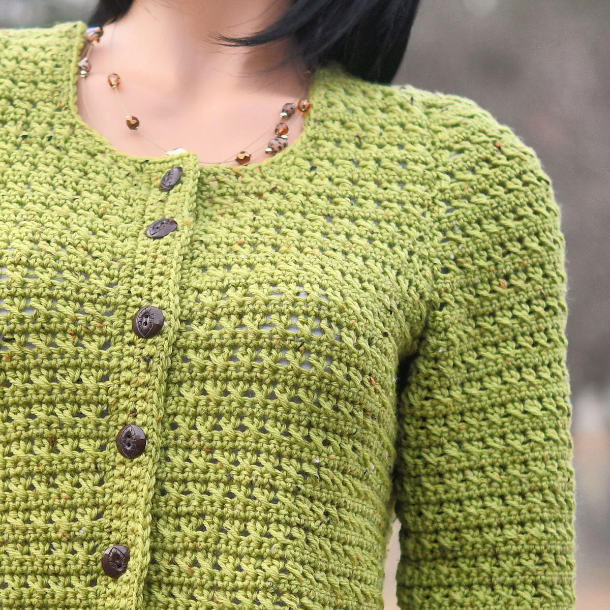 Crossed Stitch Button Front Cardigan