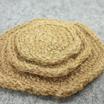 Jute hexagon coasters, 3 sizes