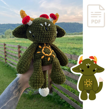 Forest Monster | Crochet Pattern | Mysterious creature with three eyes and mushrooms on its head