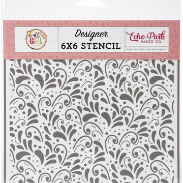 Echo Park Paper Echo Park Stencil 6"X6" - Pretty Flourish, All Girl