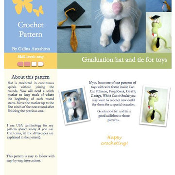 019 Graduation hat and tie for Amigurumi toys