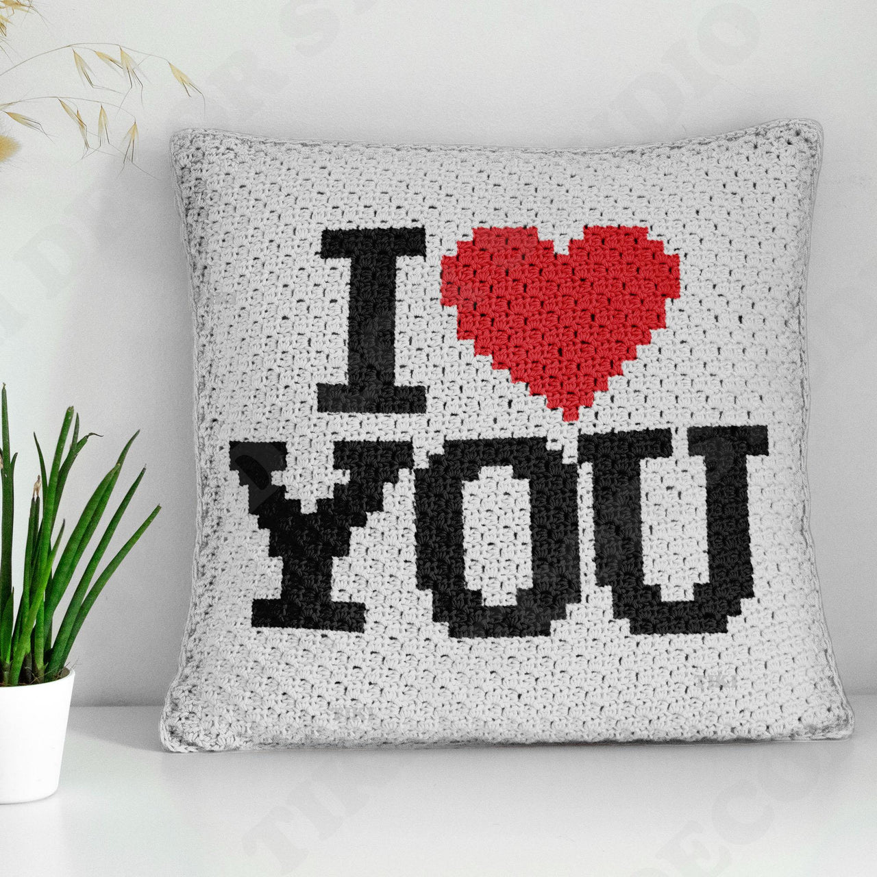 Valentine's Day Cushion Corner-to-Corner Crochet Pattern I Love You