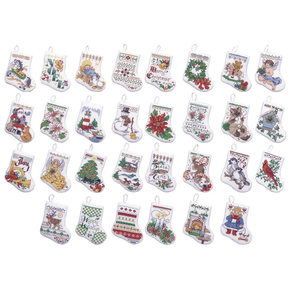 Bucilla Counted Cross Stitch Kit 3.5in - Tiny Stocking Ornaments (14 Count)