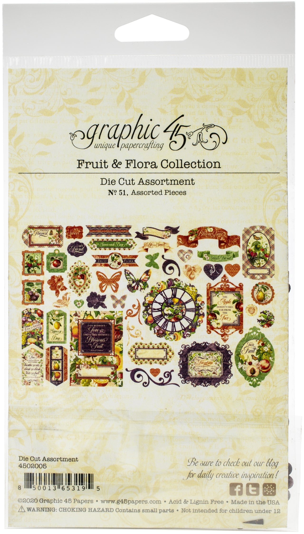 Graphic 45 Fruit & Flora Cardstock Die-Cut Assortment - 621776