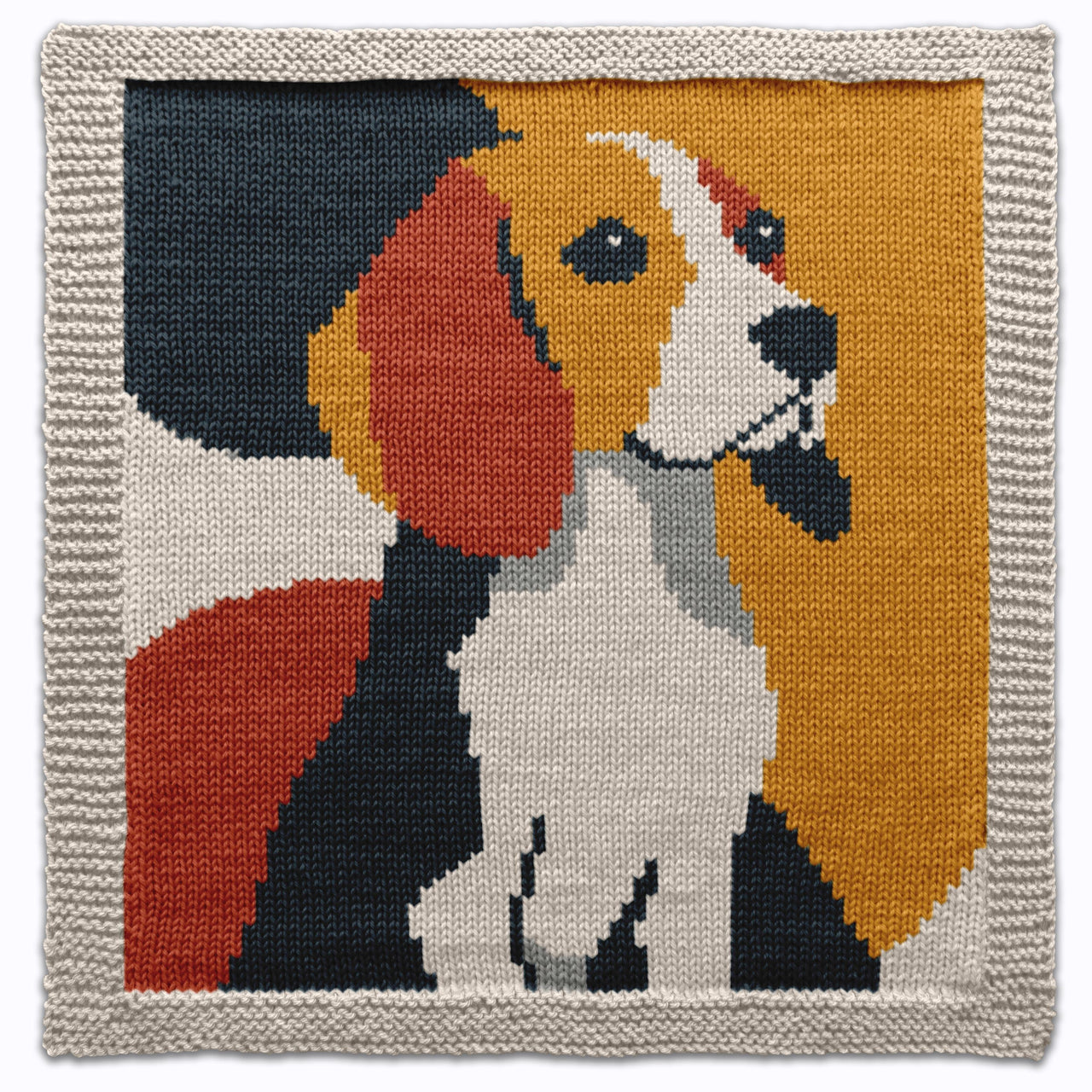 Beagle Block Knitting Pattern, Hunting Dog Square