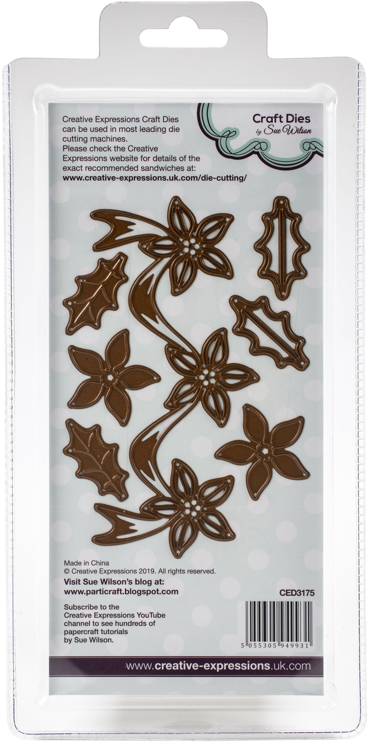 Creative Expressions Festive Craft Dies By Sue Wilson - Poinsettia Ribbon Border