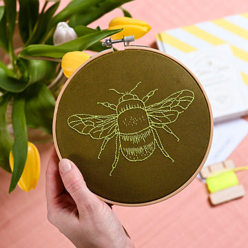 Cotton Clara Yellow Bee Embroidery Kit - 15cm