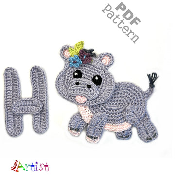 Crochet Animal Alphabet H Hippo pattern