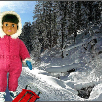 Snowsuit with Accessories,  Knitting Patterns fit American Girl and other 18-Inch Dolls