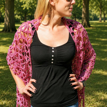 Crochet Pattern Shawl Pink Poison | Floral Crochet Stole | Fringe Wrap PDF