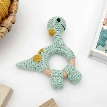 Dinosaur Brontosaurus baby rattle toy crochet pattern amigurumi