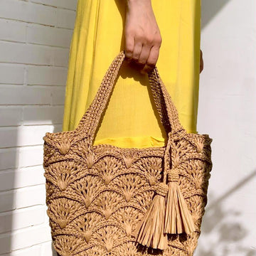 Crochet Raffia Tote Bag Pattern: Beach Shell Bag