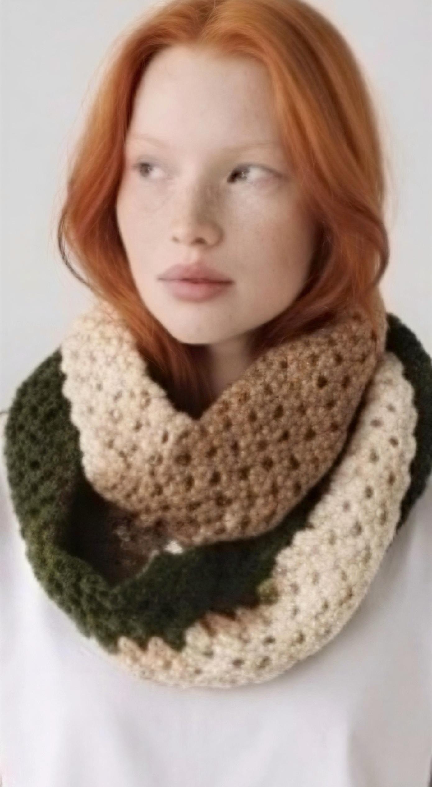 Simple Granny Stripe Crochet Scarf