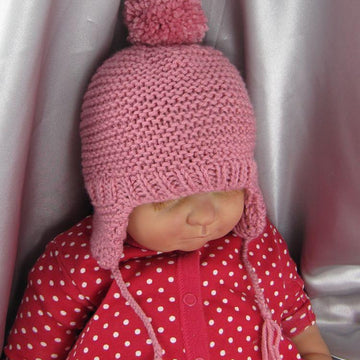 Baby Bobble Garter Stitch Trapper Hat