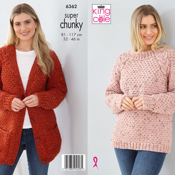 Sweater & Cardigan 6362 knitted in King Cole Super Chunky Tweed