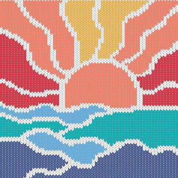 Retro Sunset Over Ocean Knitting Chart