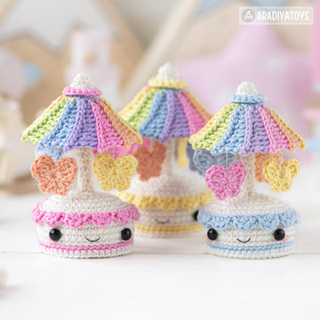 Amigurumi Crochet Pattern for kawaii music box carousel butterfly by AradiyaToys gift tutorial PDF file easy amigurumi pattern DIY project by AradiyaToys (Olka Novytska)