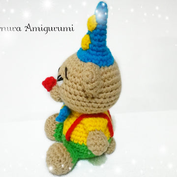 Nick, the carnival bear, clown bear crochet pattern