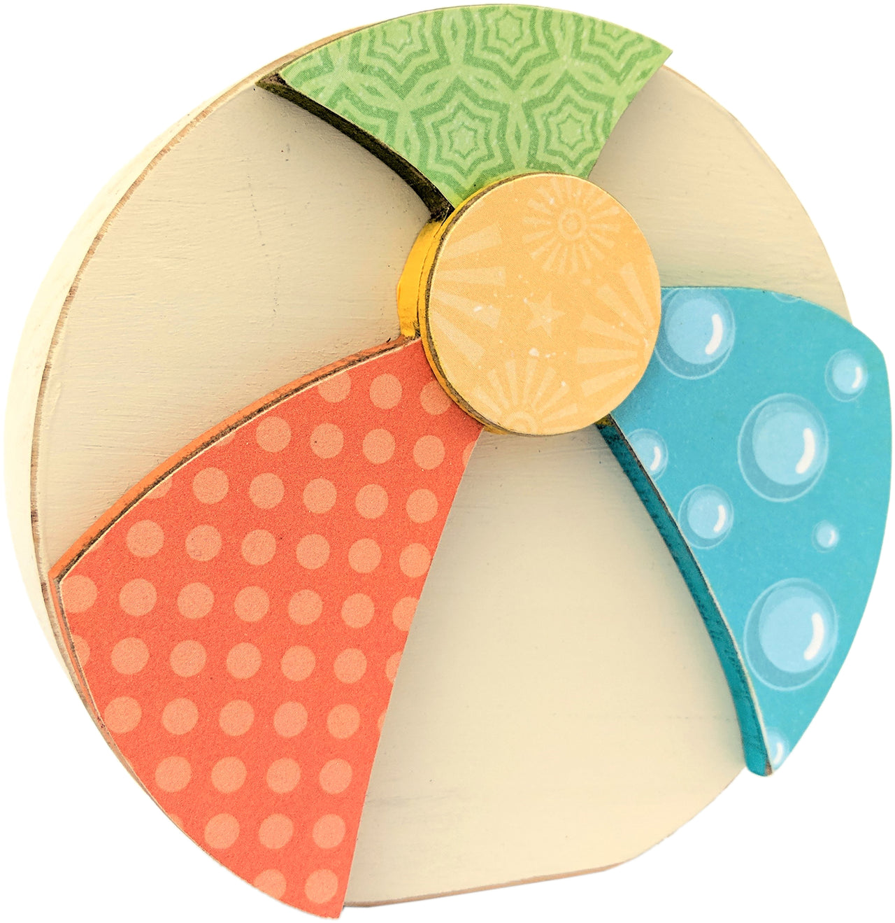 Foundations Decor Interchangeable "O" Wood Shape - August - Beach Ball, 5"