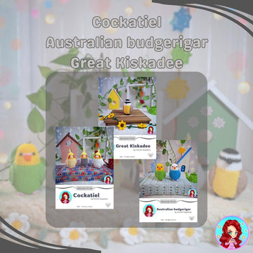 🐦 Cockatiel, Budgie & Kiskadee Amigurumi Pattern – A Colorful Tropical Trio! 🌴✨
